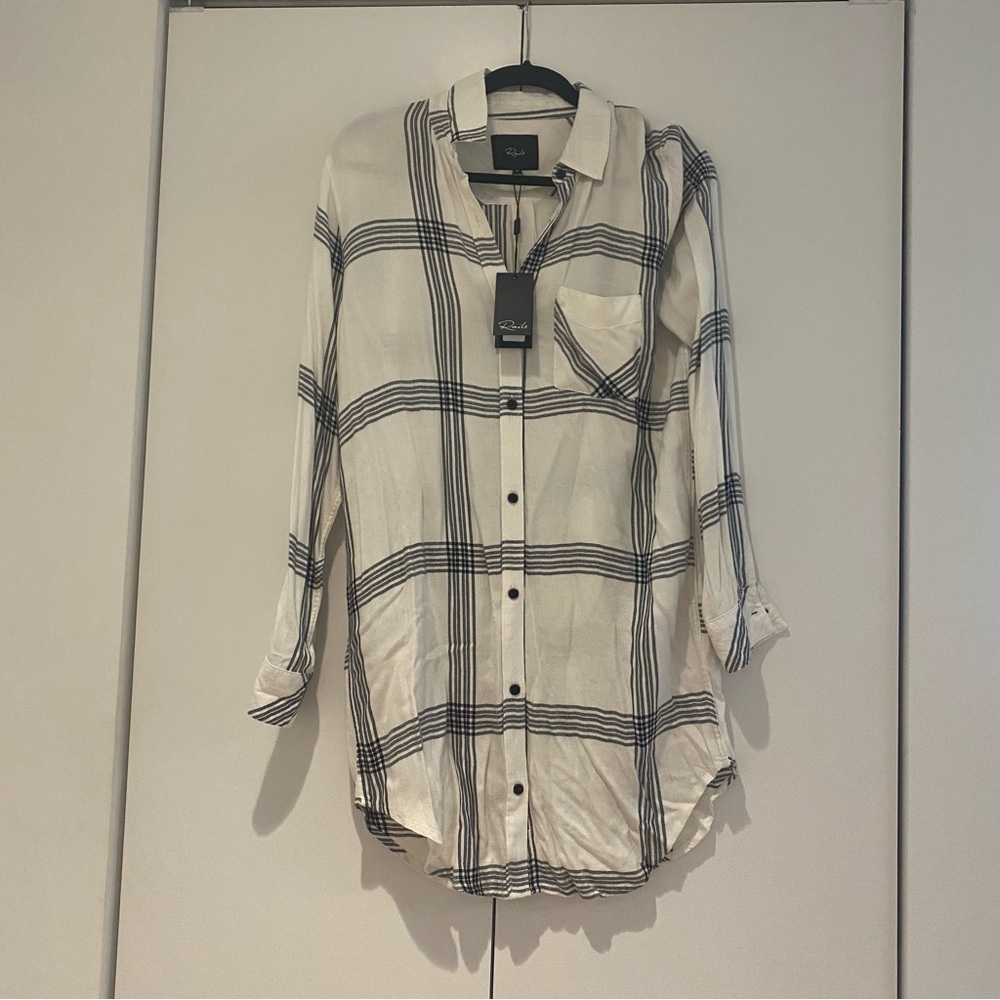 RAILS BIANCA SHIRTDRESS IN VANILLA AND INDIGO. SIZE SMALL - Picture 4 of 5